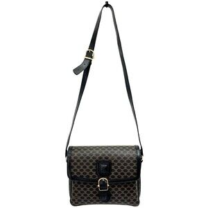 Celine Triomphe Logo Shoulder Bag Black